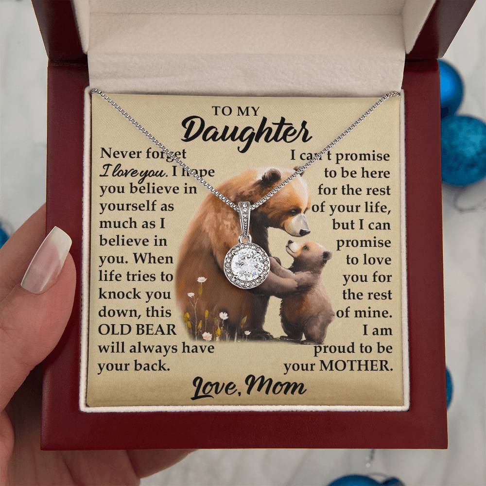 To My Daughter - I Am Proud To Be Your Mother - Bears - Eternal Hope Necklace - Message Box