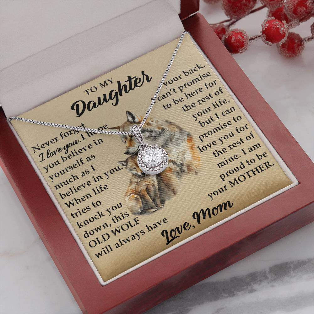 To My Daughter - I Am Proud To Be Your Mother - Wolves - Eternal Hope Necklace - Message Box