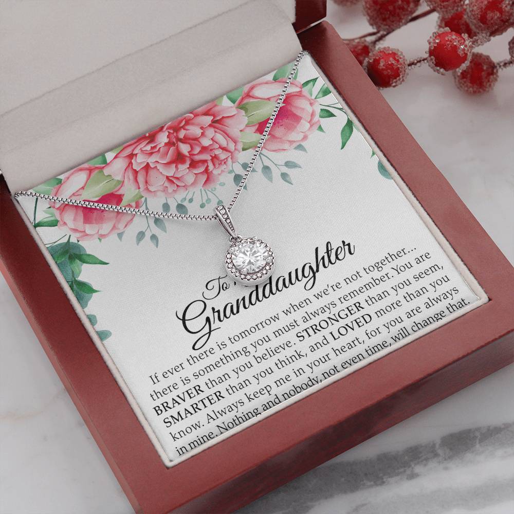 To My Granddaughter - You Are Braver - Flowers Pink - Eternal Hope Necklace - Message Box
