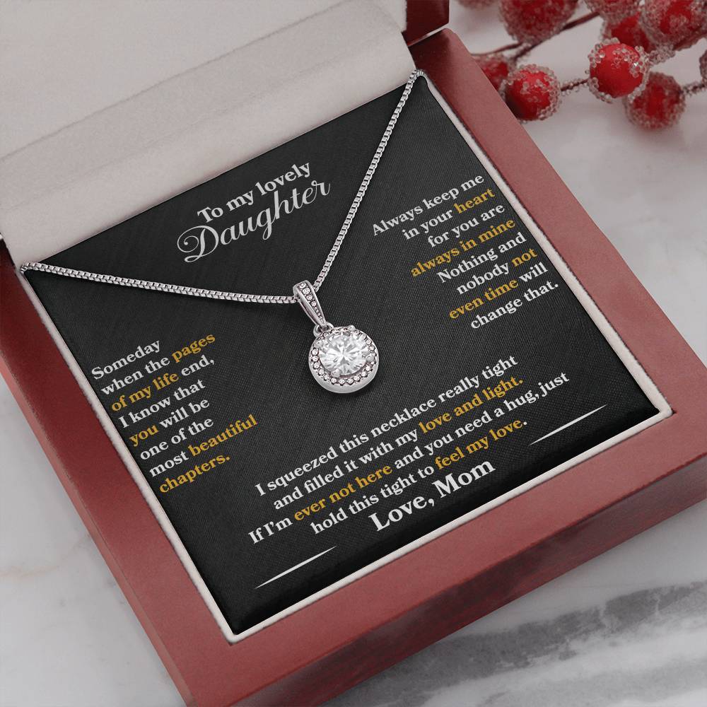 To My Daughter - Always Keep Me In Your Heart - Flowers Black - Eternal Hope Necklace - Message Box
