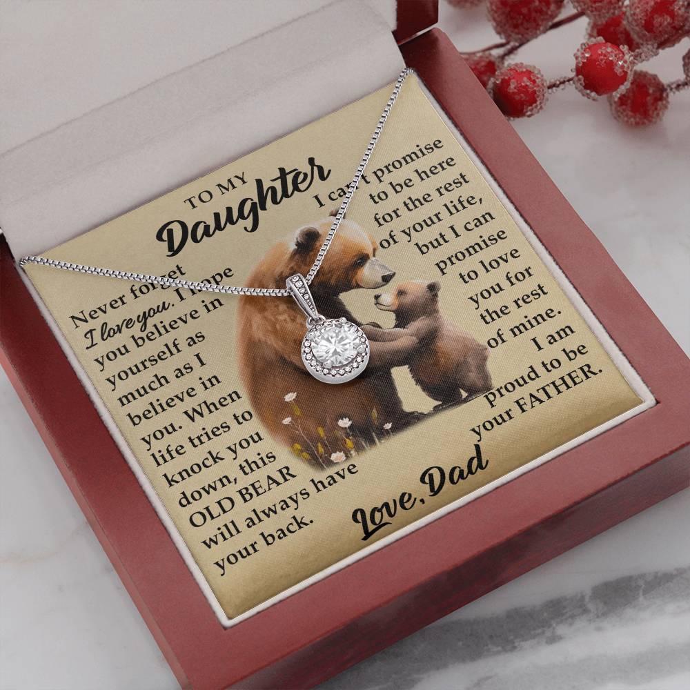 To My Daughter - I Am Proud To Be Your Father - Bears - Eternal Hope Necklace - Message Box