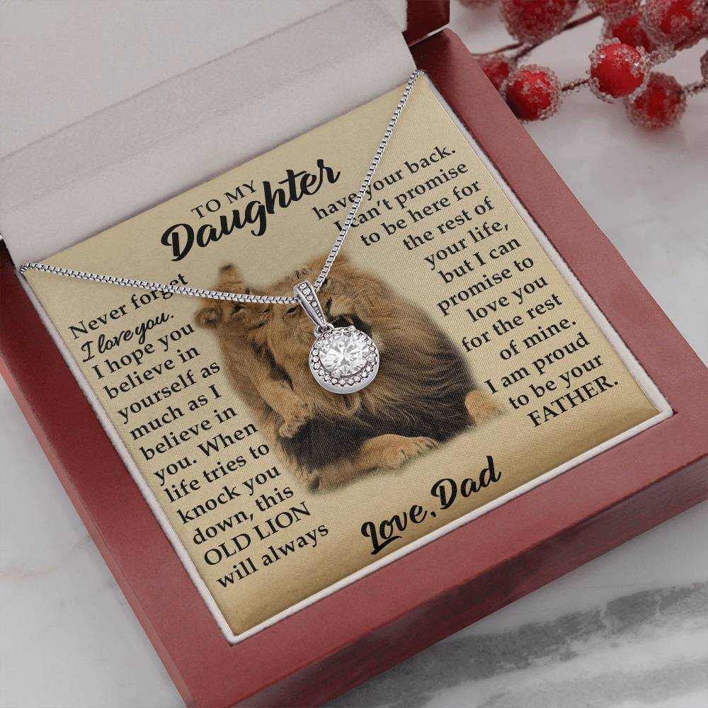To My Daughter - I Am Proud To Be Your Father - Lions - Eternal Hope Necklace - Message Box
