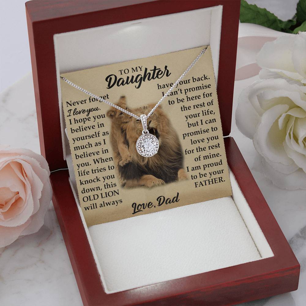 To My Daughter - I Am Proud To Be Your Father - Lions - Eternal Hope Necklace - Message Box