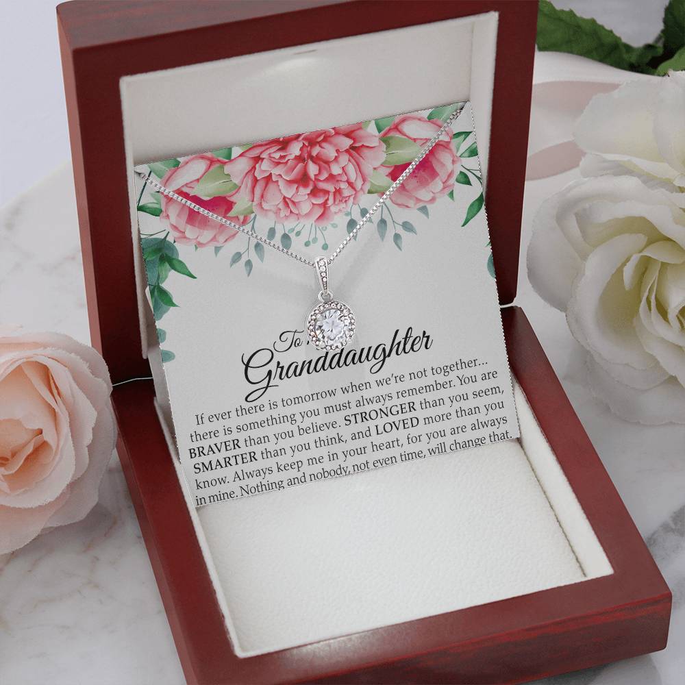 To My Granddaughter - You Are Braver - Flowers Pink - Eternal Hope Necklace - Message Box