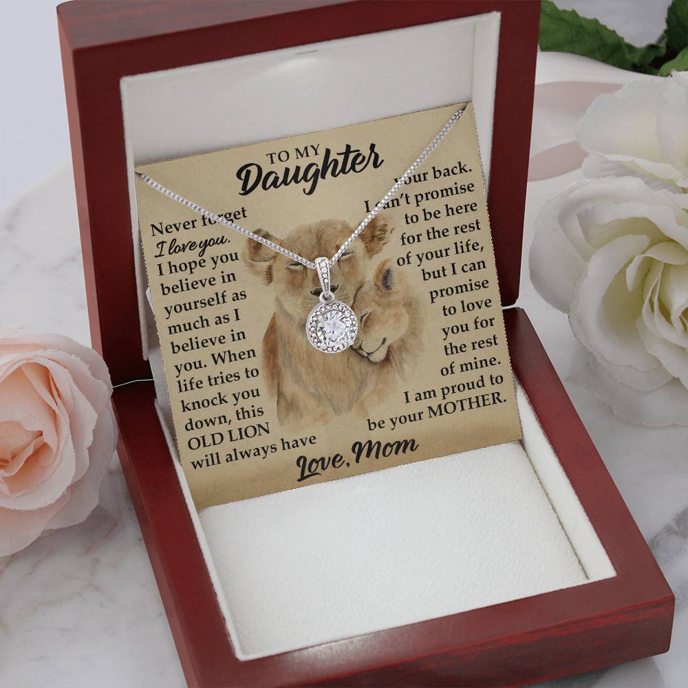 To My Daughter - I Am Proud To Be Your Mother - Lions - Eternal Hope Necklace - Message Box