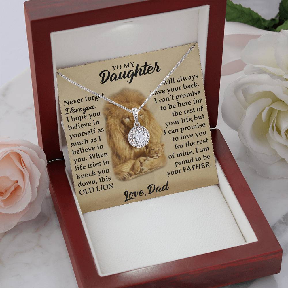 To My Daughter - I Am Proud To Be Your Father - Lions - Eternal Hope Necklace - Message Box