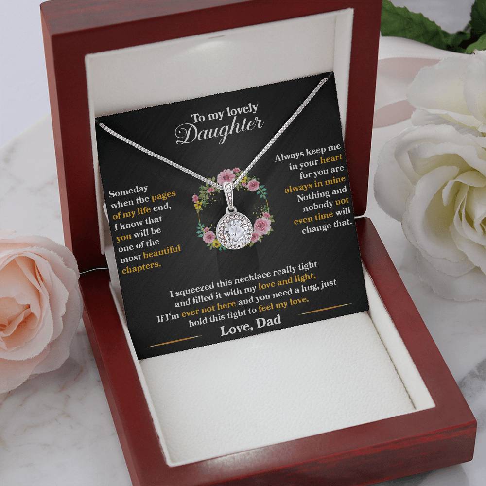 To My Daughter - Always Keep Me In Your Heart - Flowers Black - Eternal Hope Necklace - Message Box