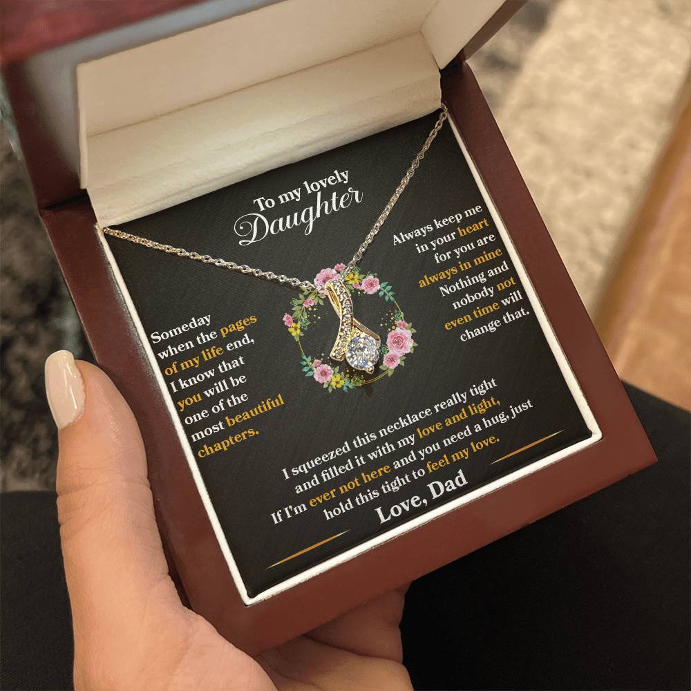 To My Daughter - Always Keep Me In Your Heart - Flowers Black - Alluring Beauty Necklace