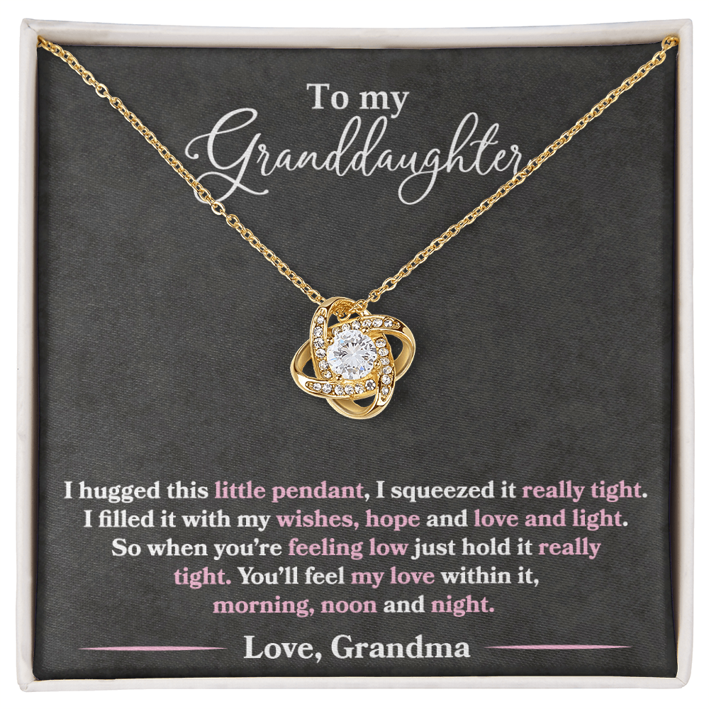 To My Granddaughter - I Hugged This Pendant - Pink Text - Love Grandma - PRICE INCLUDES FREE SHIPPING