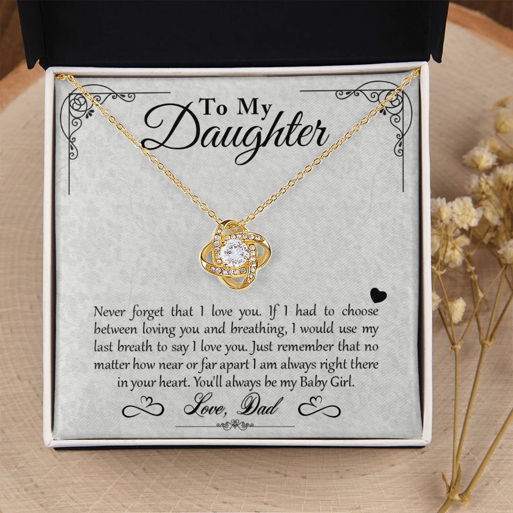 To My Daughter - You'll Always Be My Baby Girl - Love Knot Necklace - Message Box