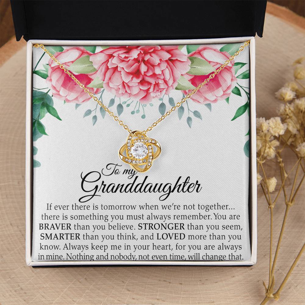 To My Lovely Daughter - You Are Braver Than You Believe - Flowers Pink - Love Knot Necklace - Message Box