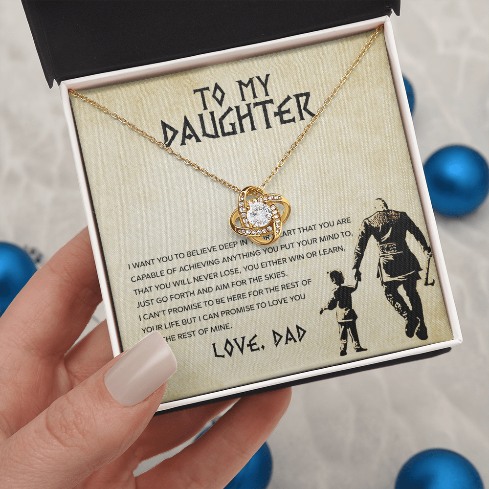 To My Daughter - You Can Achieve Anything - Love Knot Necklace - Message Box