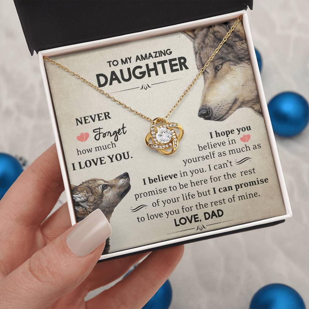To My Amazing Daughter - I Love You - Wolves - Love Knot Necklace - Message Box
