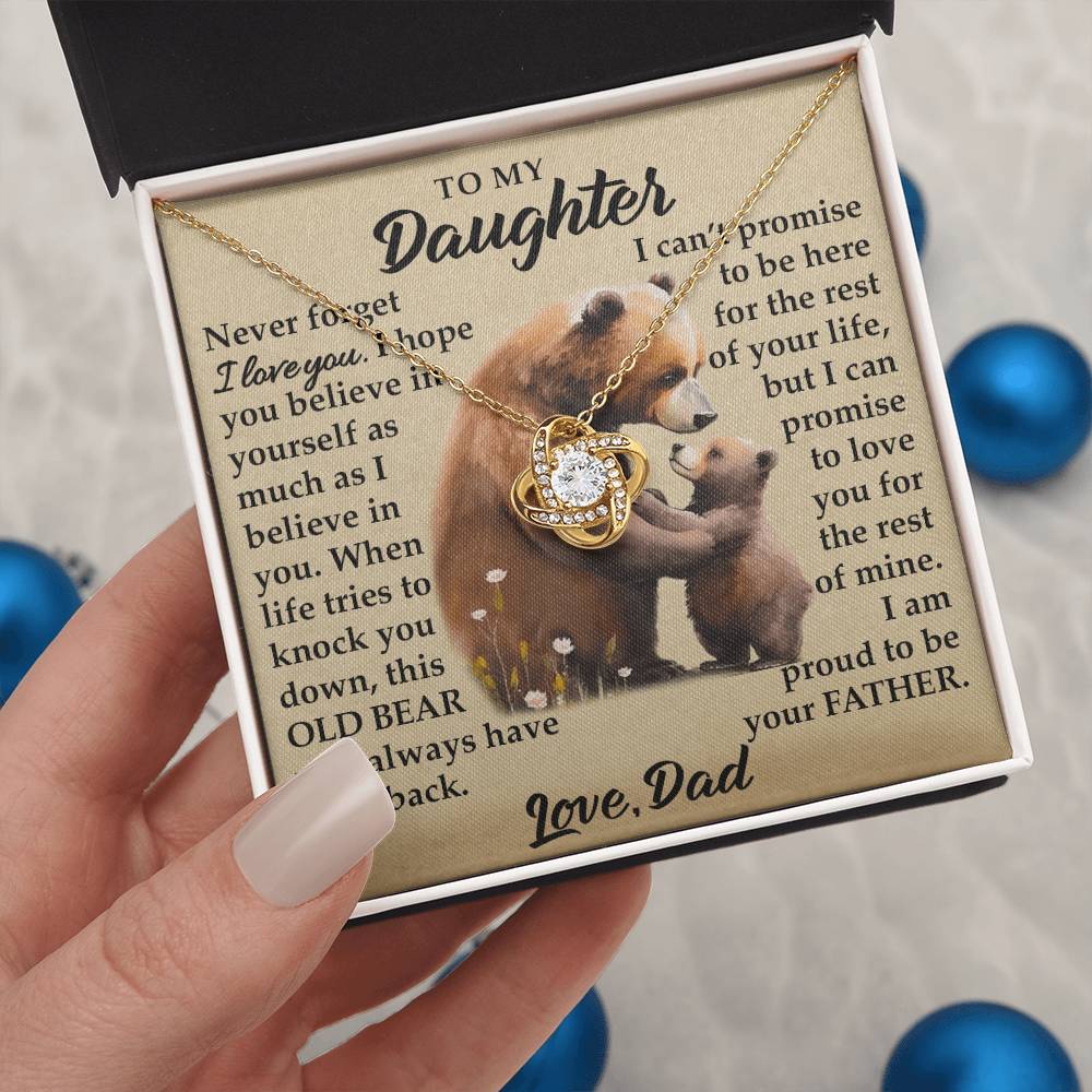 To My Daughter - I Am Proud To Be Your Father - Bears - Love Knot Necklace - Message Box