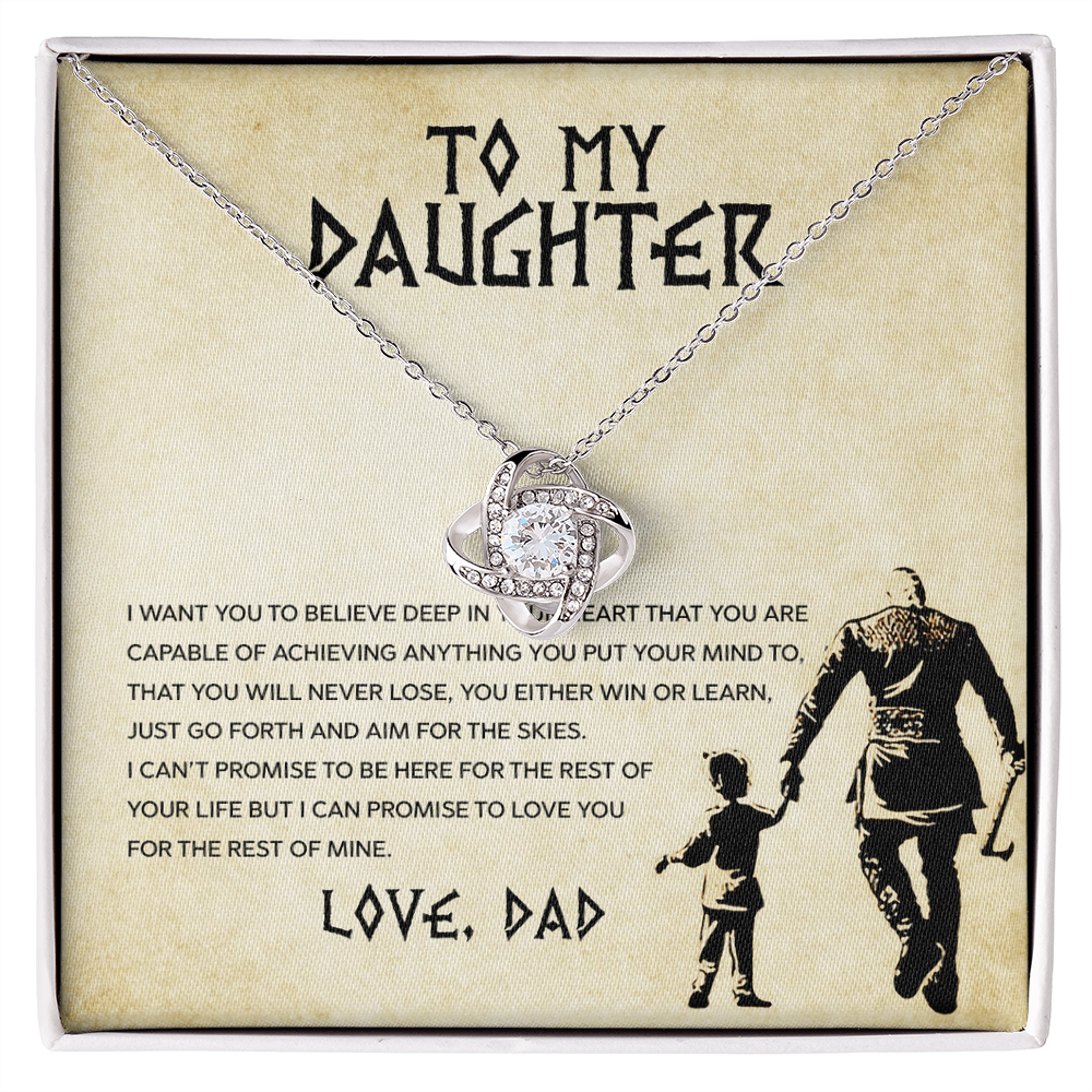 To My Daughter - You Can Achieve Anything - Love Knot Necklace - Message Box