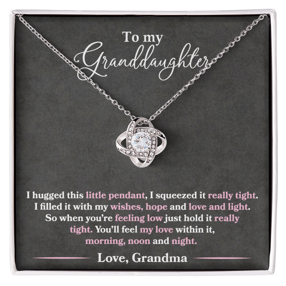 To My Granddaughter - I Hugged This Pendant - Pink Text - Love Grandma - PRICE INCLUDES FREE SHIPPING