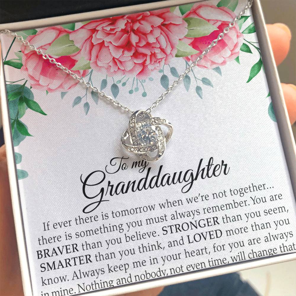 To My Lovely Daughter - You Are Braver Than You Believe - Flowers Pink - Love Knot Necklace - Message Box