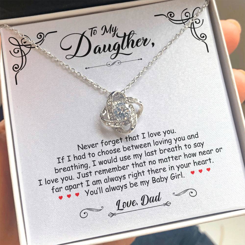 To My Daughter - You'll Always Be My Baby Girl - Love Knot Necklace - Message Box