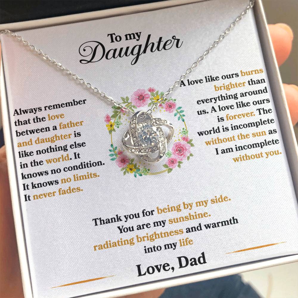 To My Daughter - I Am Incomplete Without You - Love Knot Necklace - Message Box