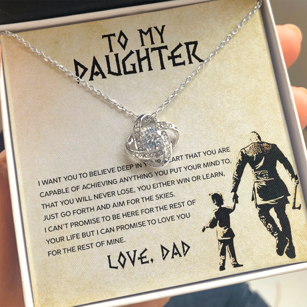 To My Daughter - You Can Achieve Anything - Love Knot Necklace - Message Box
