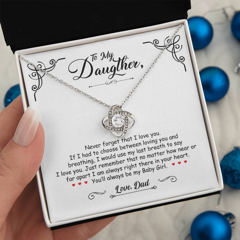 To My Daughter - You'll Always Be My Baby Girl - Love Knot Necklace - Message Box
