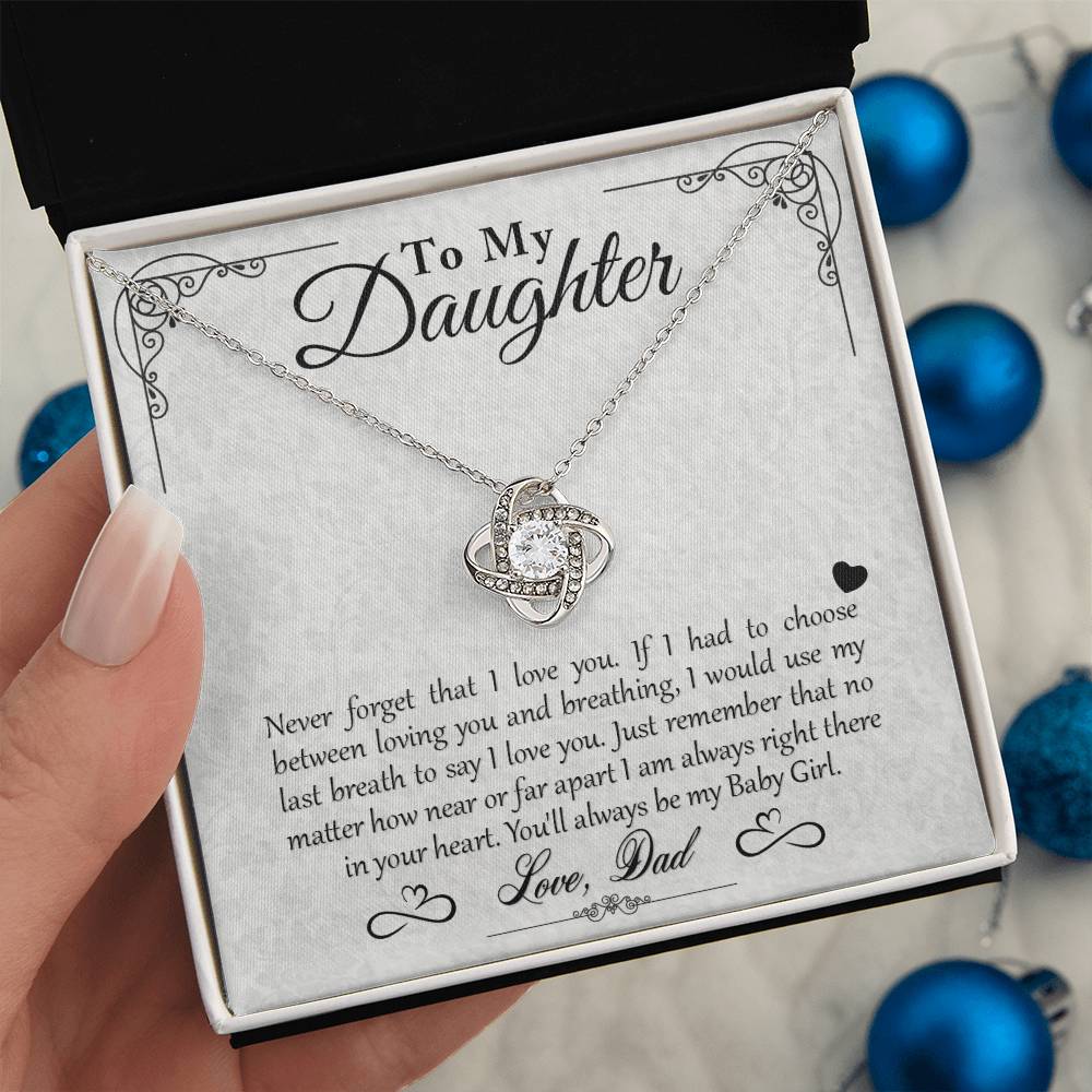 To My Daughter - You'll Always Be My Baby Girl - Love Knot Necklace - Message Box
