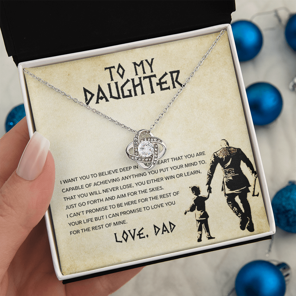 To My Daughter - You Can Achieve Anything - Love Knot Necklace - Message Box