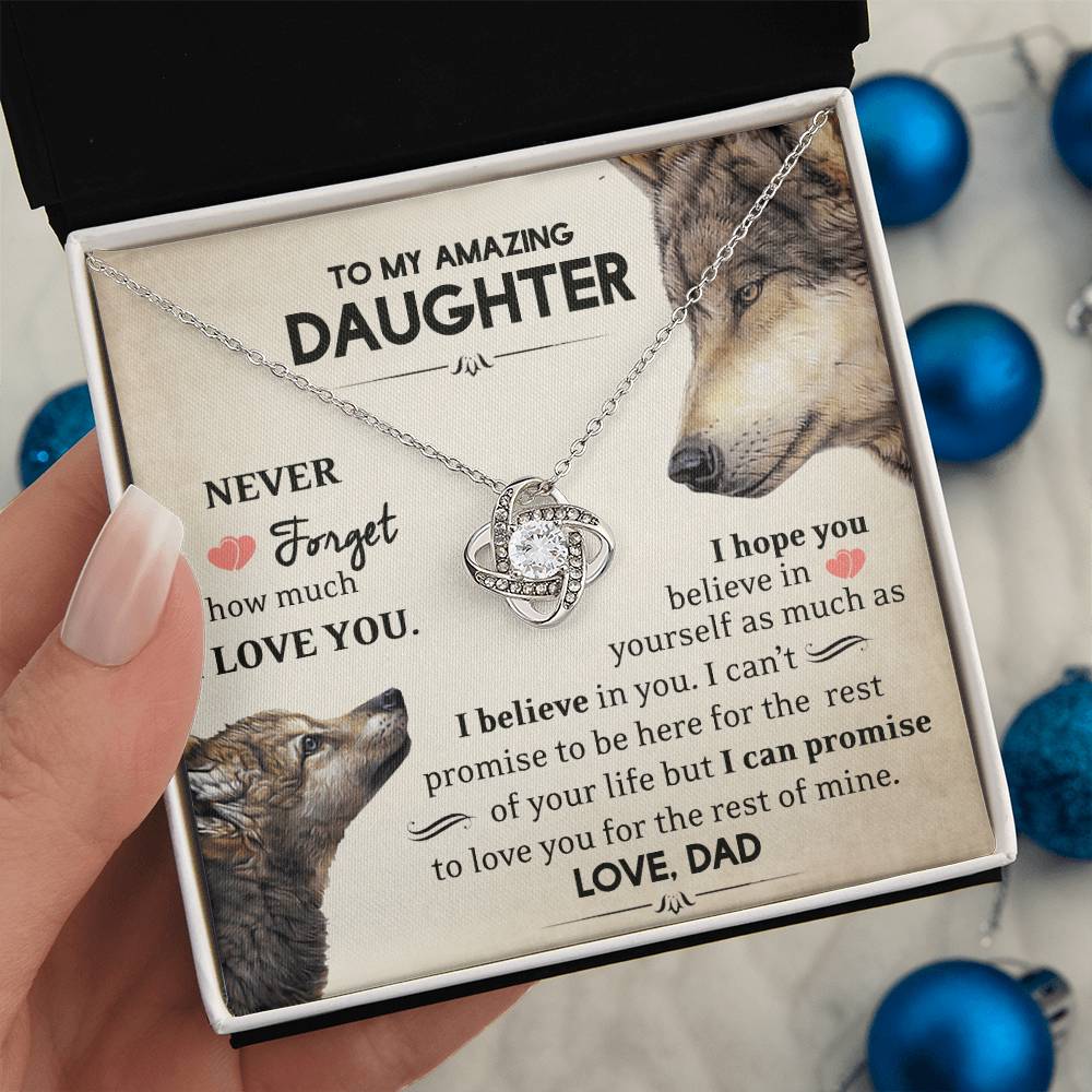 To My Amazing Daughter - I Love You - Wolves - Love Knot Necklace - Message Box