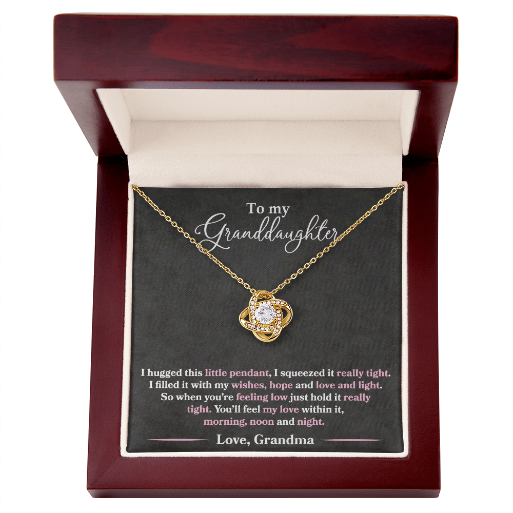 To My Granddaughter - I Hugged This Pendant - Pink Text - Love Grandma - PRICE INCLUDES FREE SHIPPING