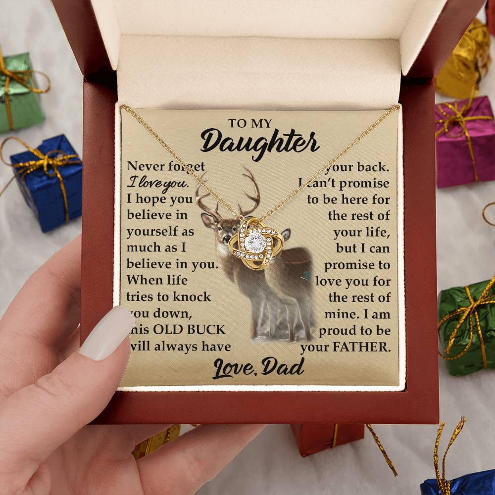 To My Daughter - I Am Proud To Be Your Father - Deer - Love Knot Necklace - Message Box
