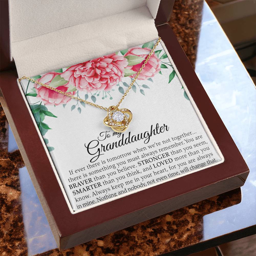 To My Lovely Daughter - You Are Braver Than You Believe - Flowers Pink - Love Knot Necklace - Message Box