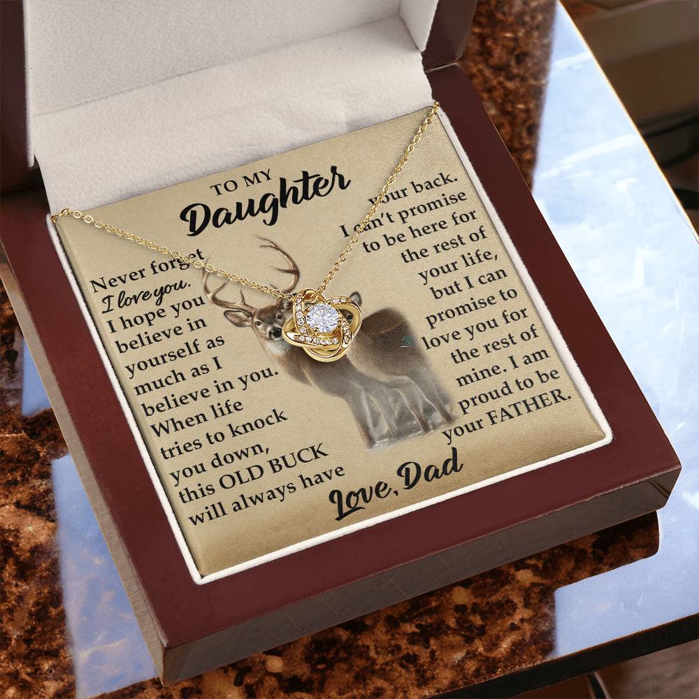 To My Daughter - I Am Proud To Be Your Father - Deer - Love Knot Necklace - Message Box