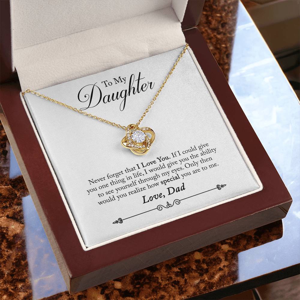 To My Daughter - Never Forget That I Love You - Love Knot Necklace - Message Box
