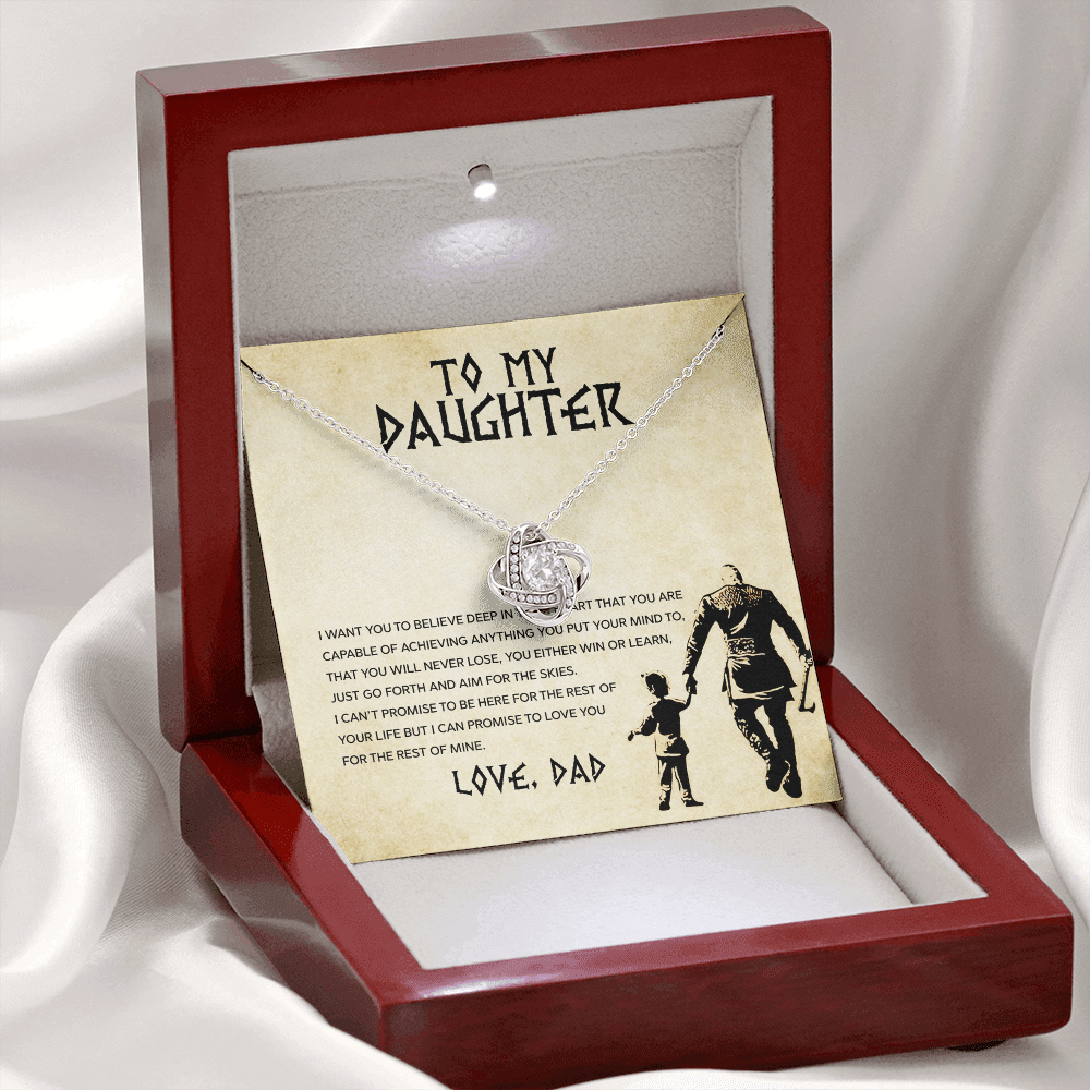 To My Daughter - You Can Achieve Anything - Love Knot Necklace - Message Box