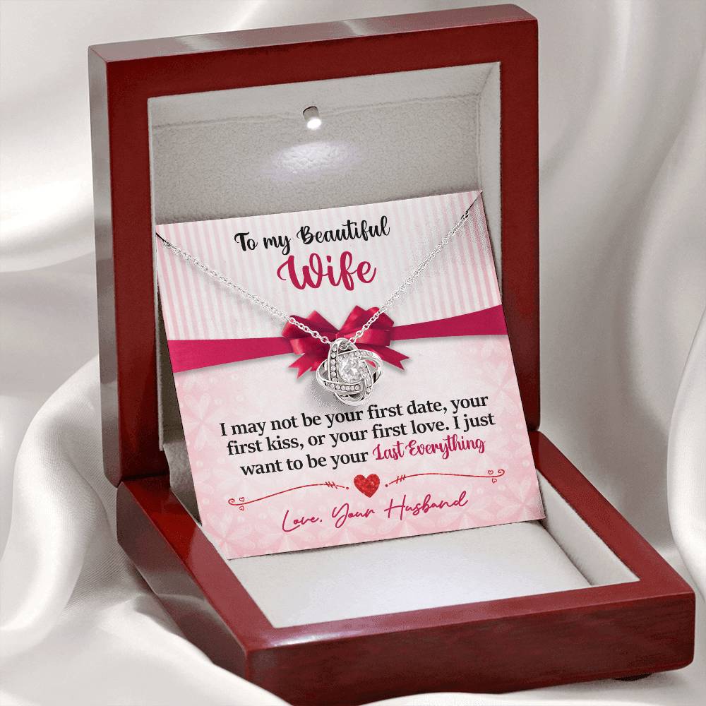 To My Beautiful Wife - Last Everything - Pink Bow - Love Knot Necklace - INCLUDES FREE SHIPPING