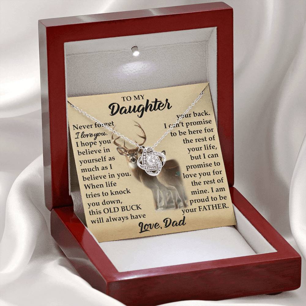 To My Daughter - I Am Proud To Be Your Father - Deer - Love Knot Necklace - Message Box