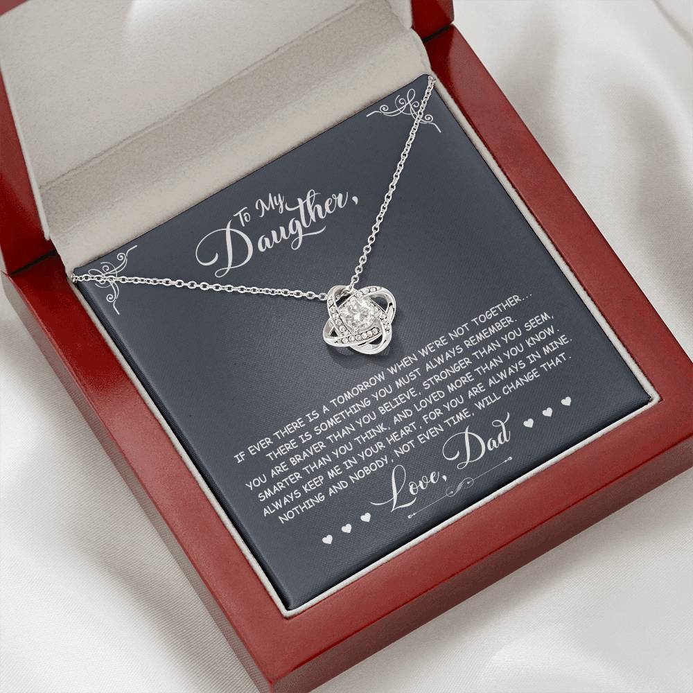 To My Daughter - You Are Braver Than You Believe - Dark Grey - Love Knot Necklace - Message Box