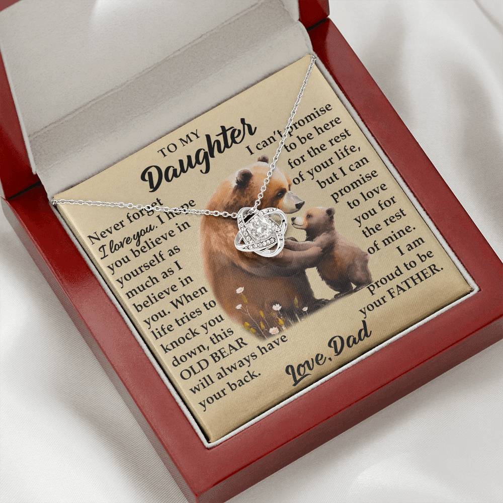To My Daughter - I Am Proud To Be Your Father - Bears - Love Knot Necklace - Message Box