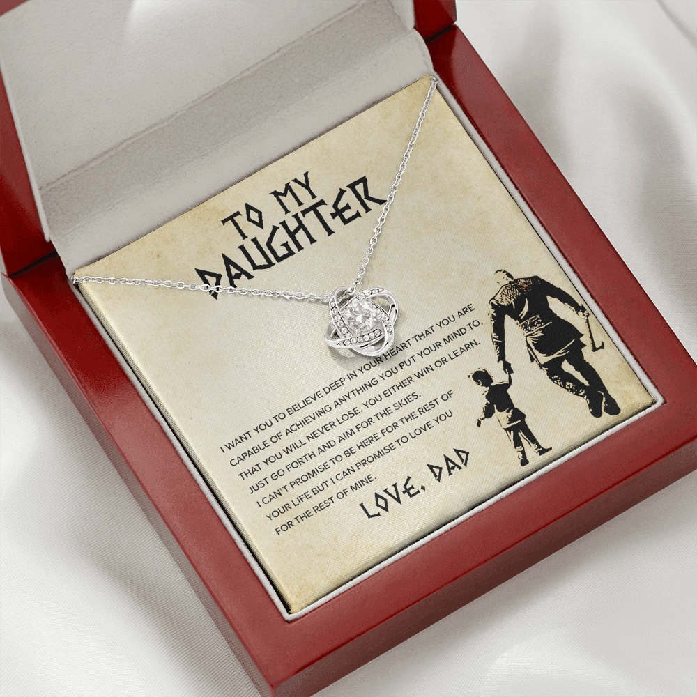 To My Daughter - You Can Achieve Anything - Love Knot Necklace - Message Box