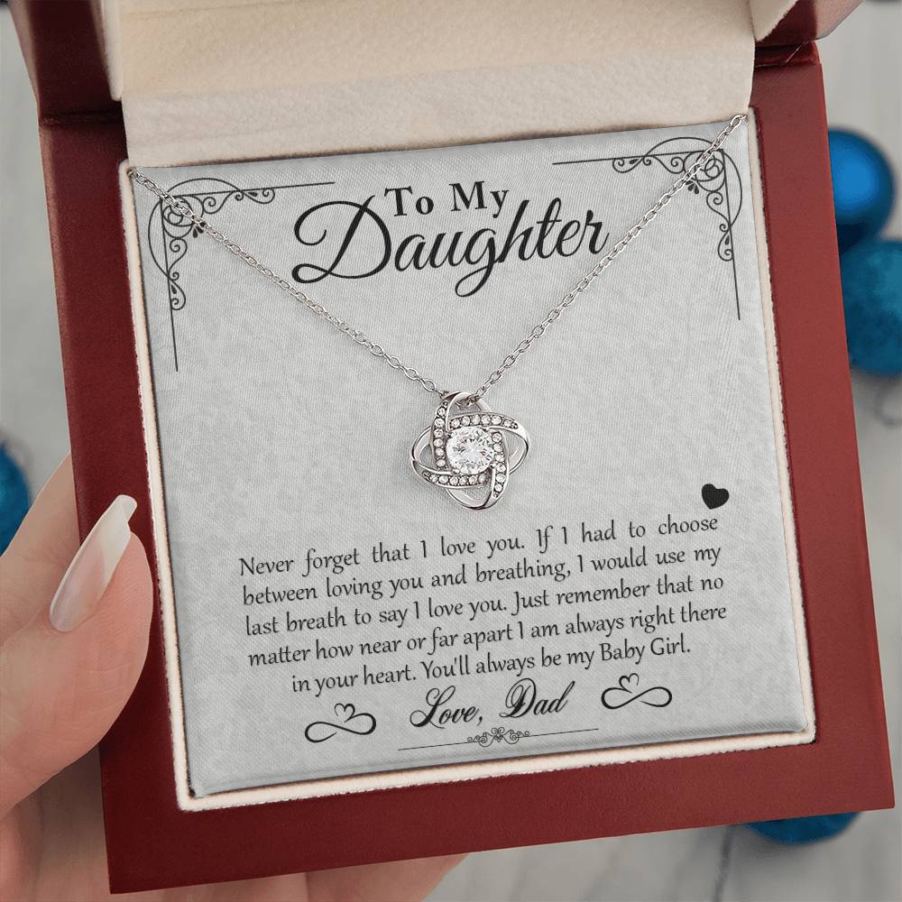 To My Daughter - You'll Always Be My Baby Girl - Love Knot Necklace - Message Box