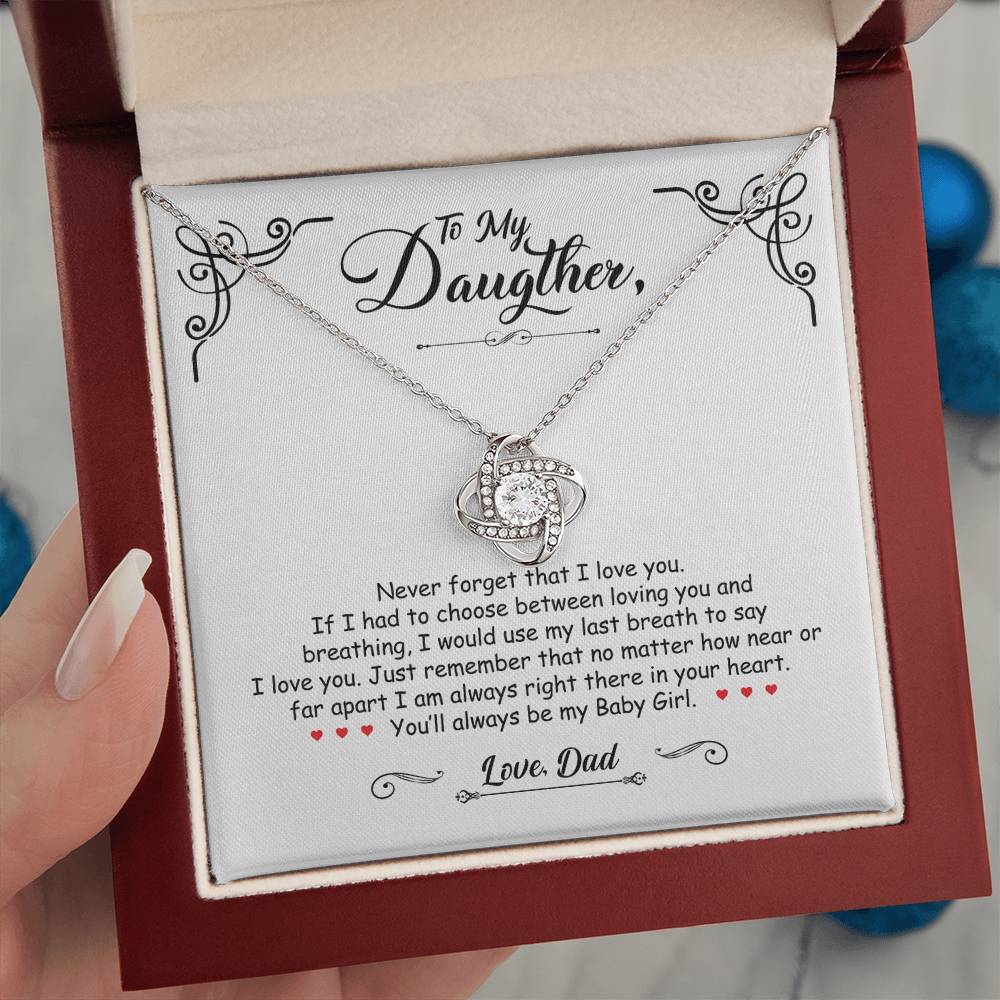 To My Daughter - You'll Always Be My Baby Girl - Love Knot Necklace - Message Box