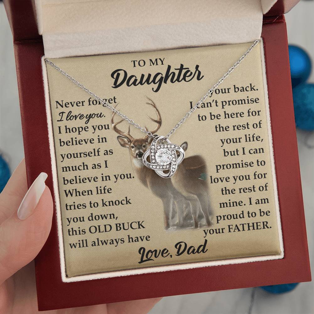 To My Daughter - I Am Proud To Be Your Father - Deer - Love Knot Necklace - Message Box