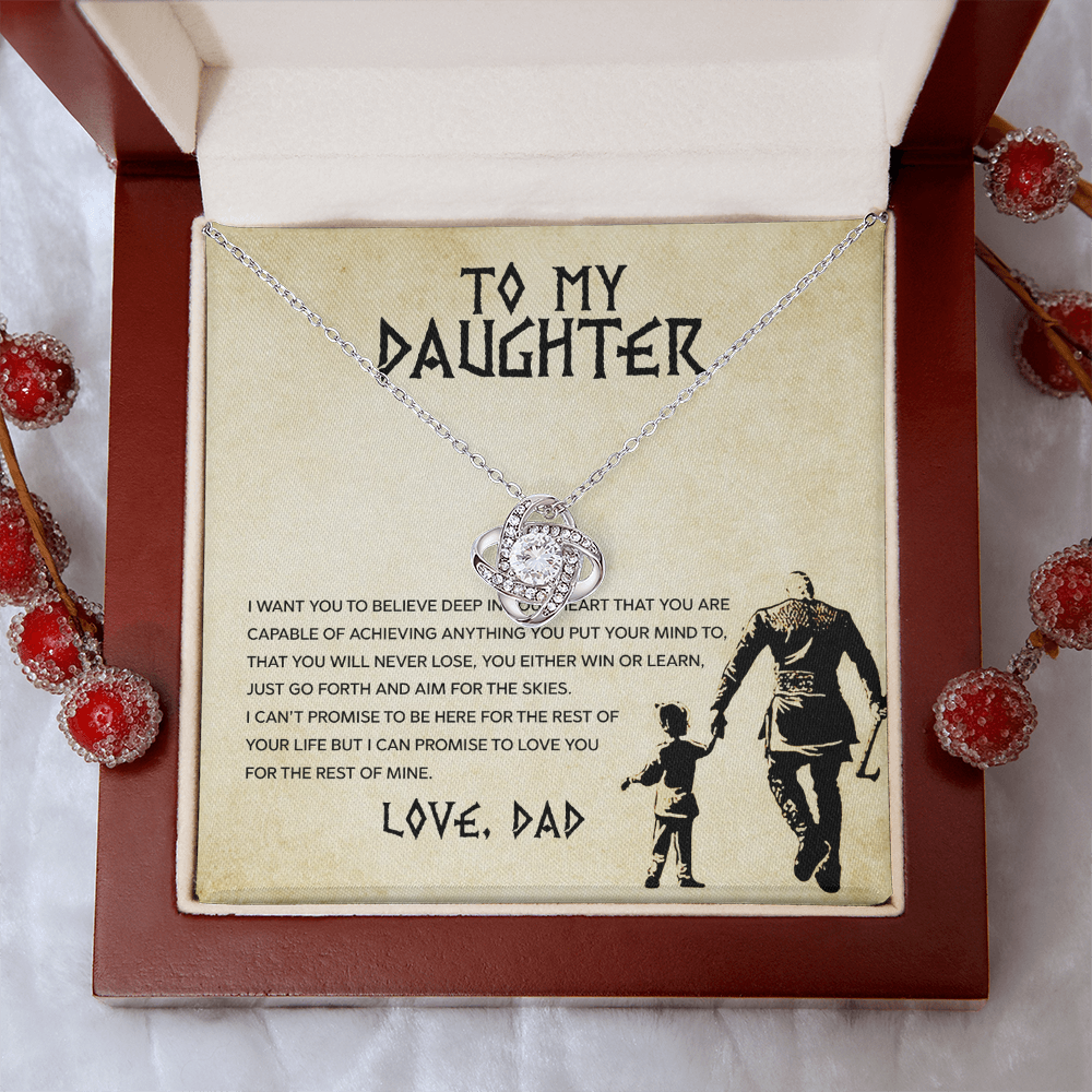 To My Daughter - You Can Achieve Anything - Love Knot Necklace - Message Box