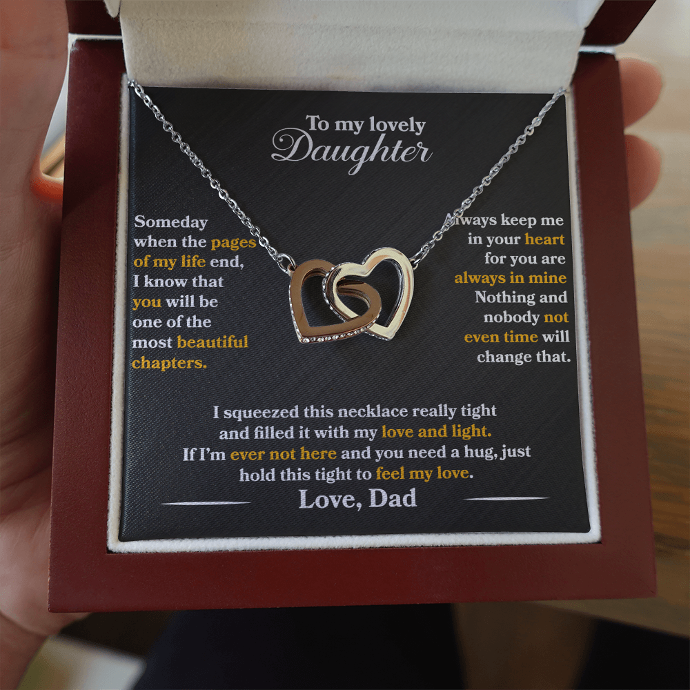 To My Lovely Daughter - Someday - Love Dad - Interlocking Hearts - PRICE INCLUDES FREE SHIPPING