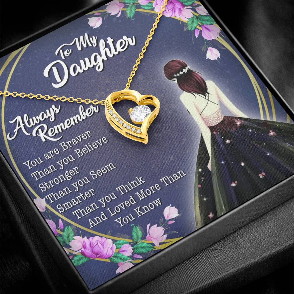 To My Daughter - Always Remember - Love Knot Necklace - Message Box