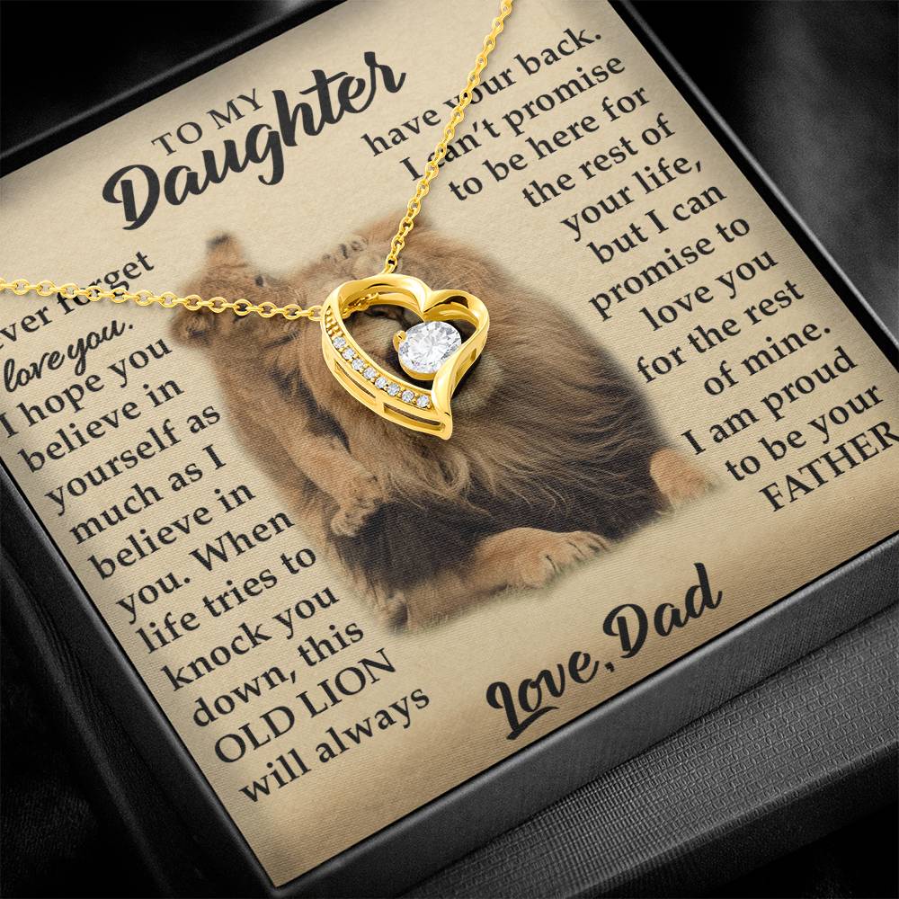 To My Daughter - I Am Proud To Be Your Father - Lions - Forever Love Necklace - Message Box