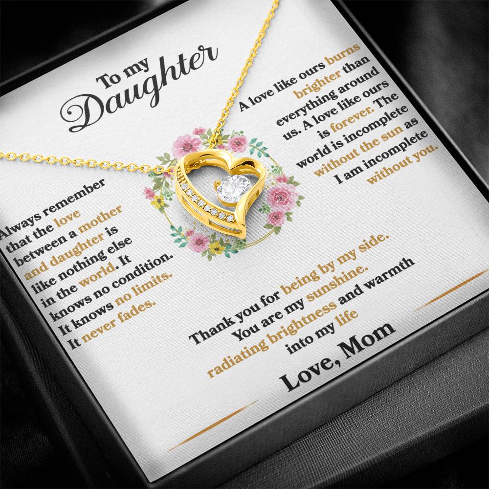 To My Daughter - I Am Incomplete Without You - Flowers - Forever Love Necklace - Message Box