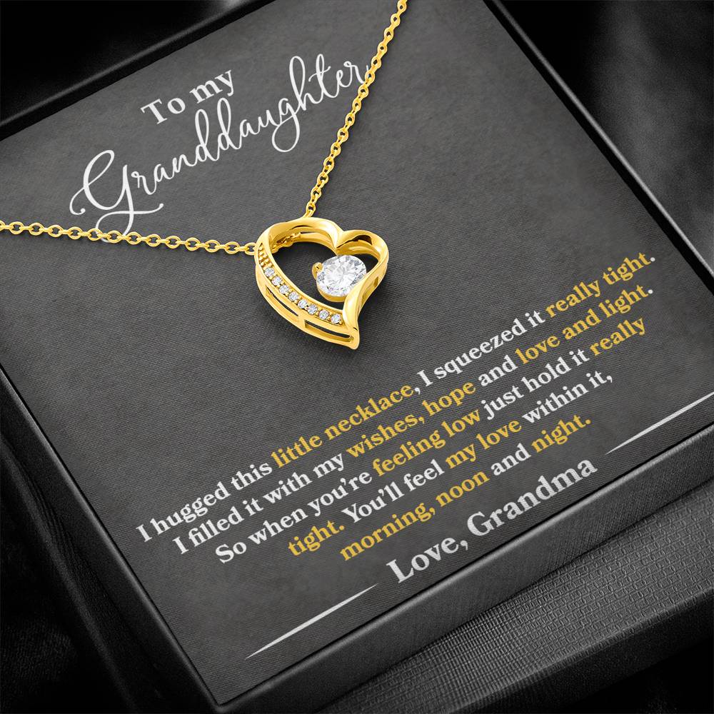 To My Granddaughter - You'll Feel My Love - Forever Love Necklace - Message Box