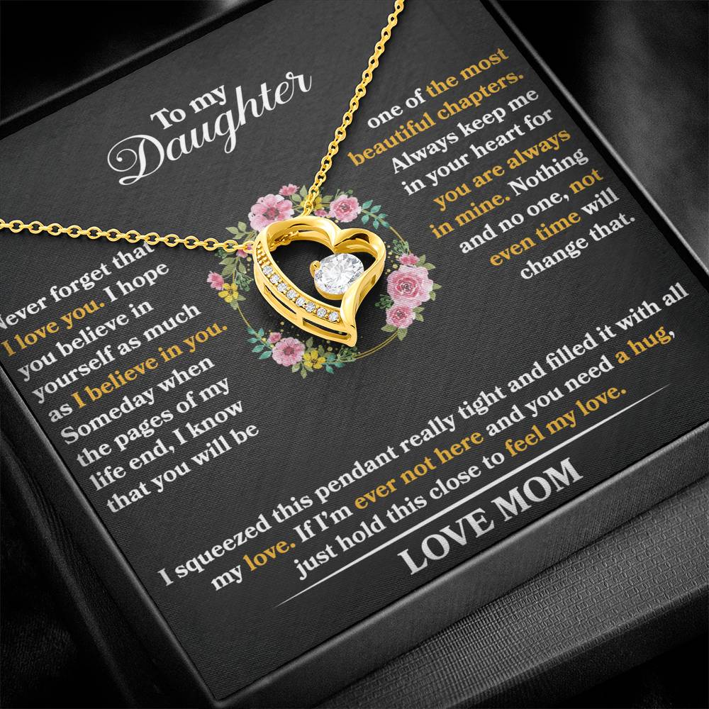 To My Daughter - Never Forget That I Love You - Forever Love Necklace - Message Box