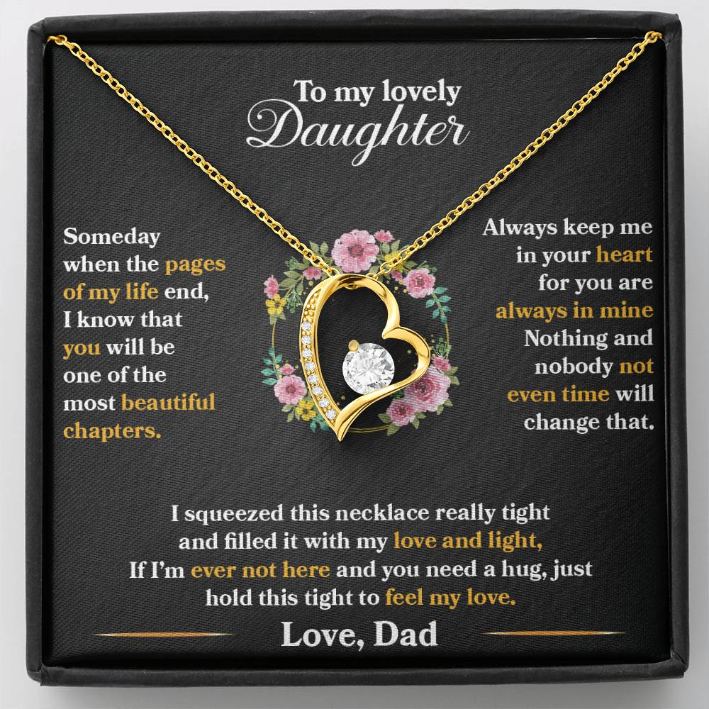 To My Daughter - Always Keep Me In Your Heart - Flowers Black - Forever Love Necklace - Message Box